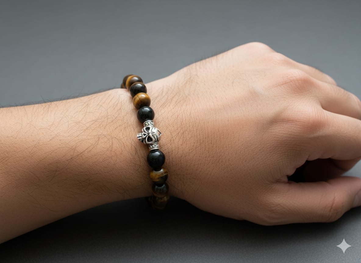 Miniature 2 - Bracelet Renaissance - Œil de Tigre & Obsidienne bracelet Œil de Tigre & Obsidienne lithothérapie certifié