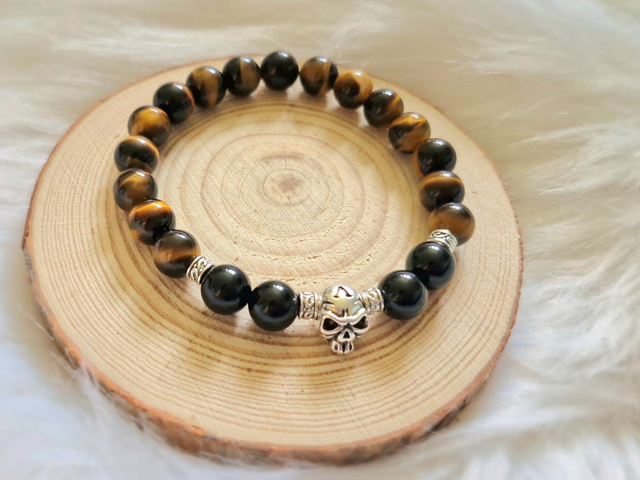 Miniature 3 - Bracelet Renaissance - Œil de Tigre & Obsidienne bracelet Œil de Tigre & Obsidienne lithothérapie certifié